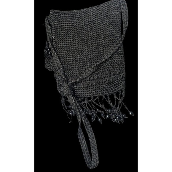 Chateau Boho Crochet And Beaded Crossbody Bag With Fringe - Picture 3 of 12